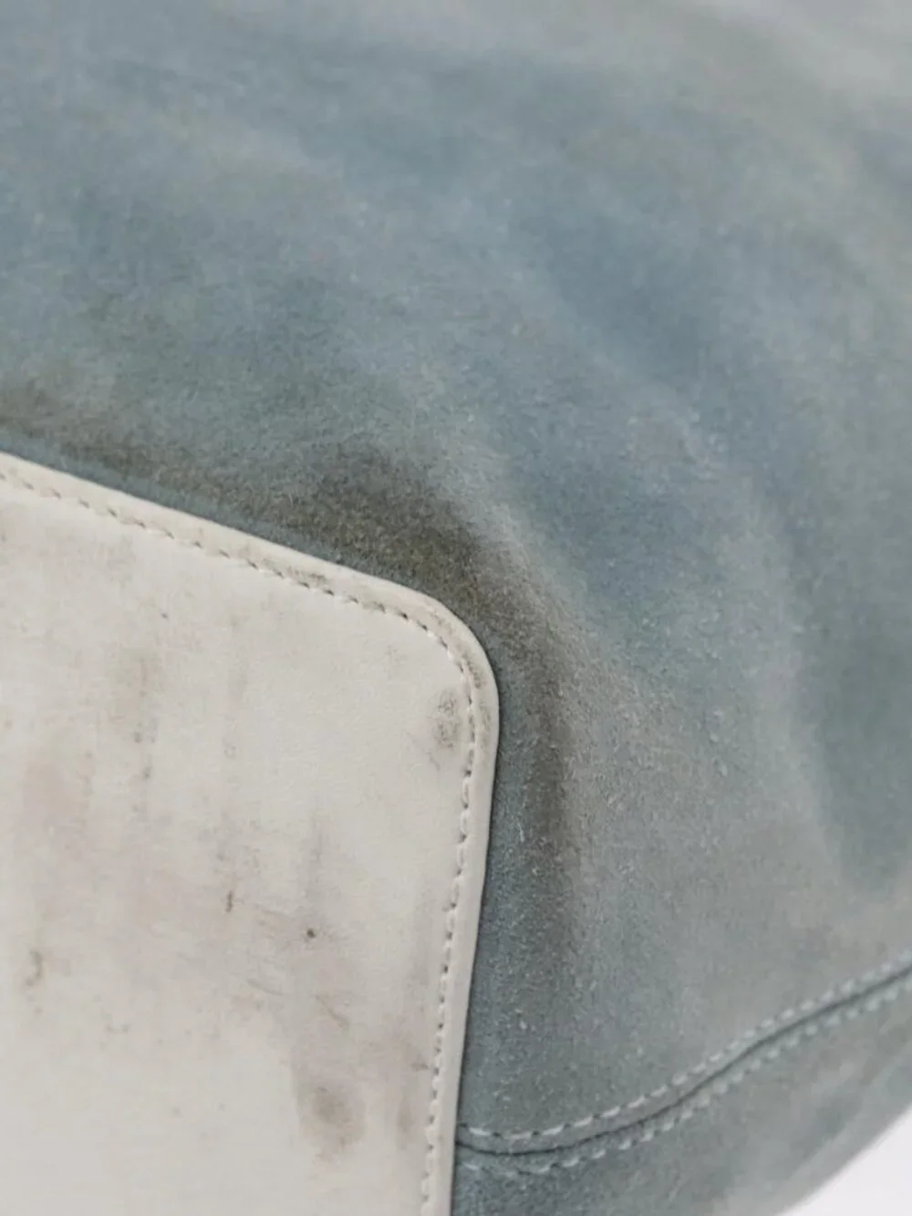Authentic LOEWE Anagram Shoulder Bag Suede Leather Light Blue Silver - Picture 8 of 16